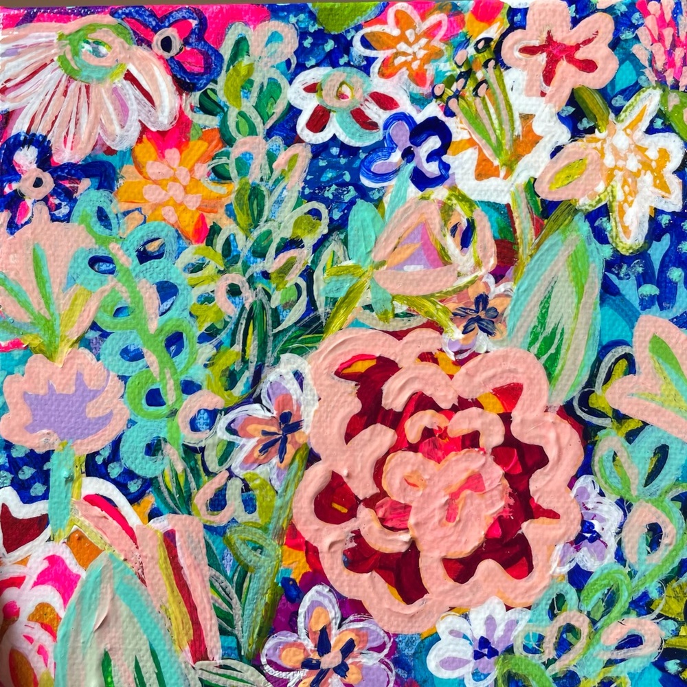 SOLD Original Art - Acrylic Contemporary Painting, Flowers, Garden/Surf Vibes - Picture 5 of 13